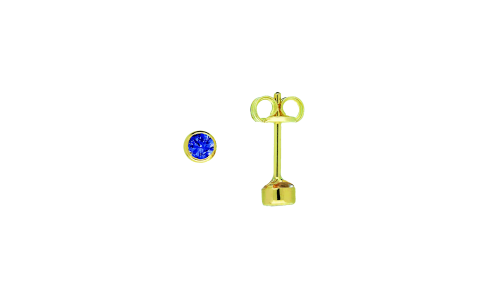 Jackie Oorknoppen, 14krt.goud met saffier (kastje:3,5mm.) - 19062