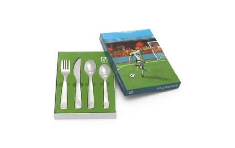 Kinderbestek, Voetbal 4 delig - Zilverstad - 17566