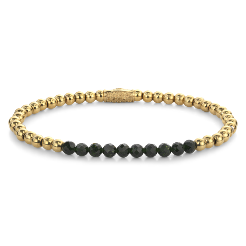Rebel and Rose Armband Green Glam Rocks meet Yellow Gold 4mm (16,5cm) - 23885