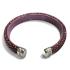 Armband, roggenleer/zilver met zirkonia (12mm.breed)  kleur aubergine - 10018