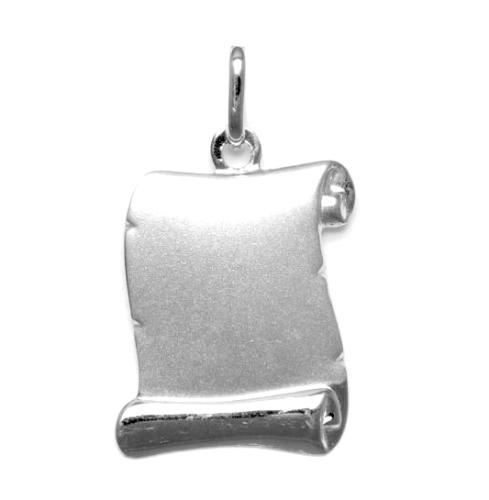 Graveerhanger, zilver perkamentrol mat/glans 16x11mm - 10276