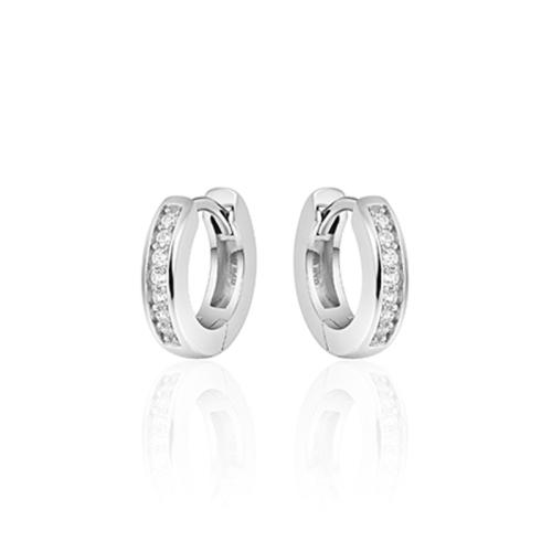 HC Oorringen, zilver met zirconia (3x15mm) - 11168