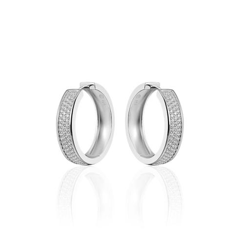 HC Oorringen, zilver met zirconia (7x30mm) - 11178