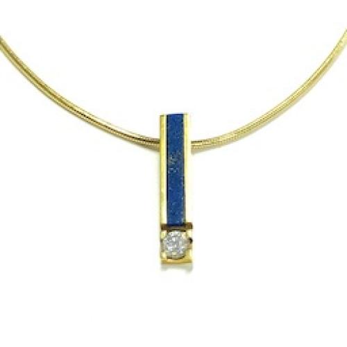 HC Hanger, 14krt.goud met Lapis Lazuli en zirconia (lengte hanger:19mm.) excl. collier - 1154