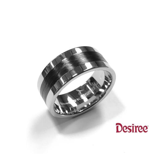 Desiree Relatiering, edelstaal/carbon  breedte: 10mm.(maat 20,5) - 11779