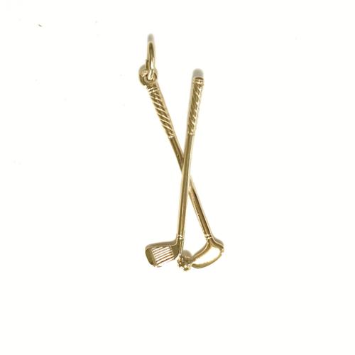 HC Hanger, 14krt.goud golfsticks (lengte hanger:30mm.) - 1177