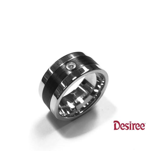 Desiree Relatiering, edelstaal/carbon  breedte: 10mm.(maat 18) - 11780
