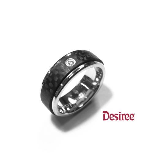 Desiree Relatiering, edelstaal/carbon  breedte: 8mm.(maat 18) - 11782