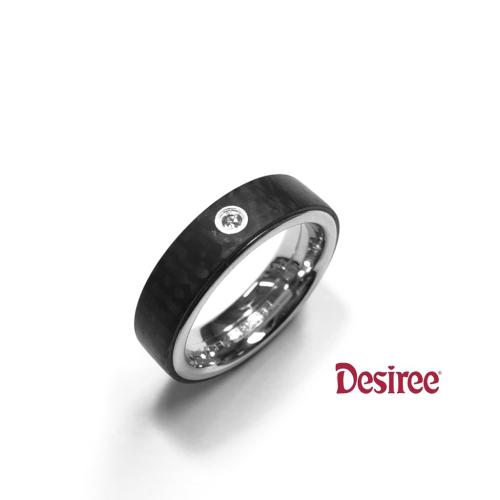Desiree Relatiering, staal/carbon met zirconia breedte: 6mm.(maat 18) - 11784