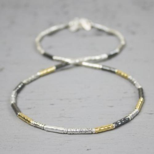 Jeh Jewels Collier, zilver/oxie/goldfilled model 17708 (lengte 43-47cm.) - 11852