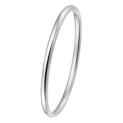 Bangle, zilver met dopsluiting ovale buis 4mm. (diameter 60mm.) - 11914