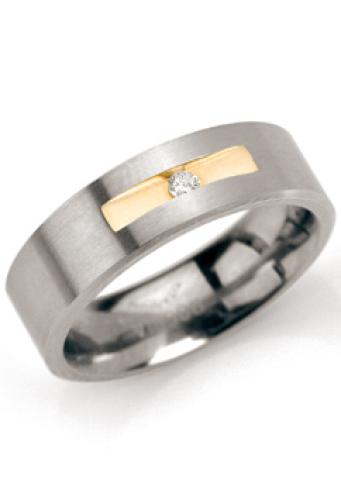 Boccia Ring, titanium/verguld met diamant 0,03ct. model 0101-08 breedte:6mm. (maat 55) - 12207