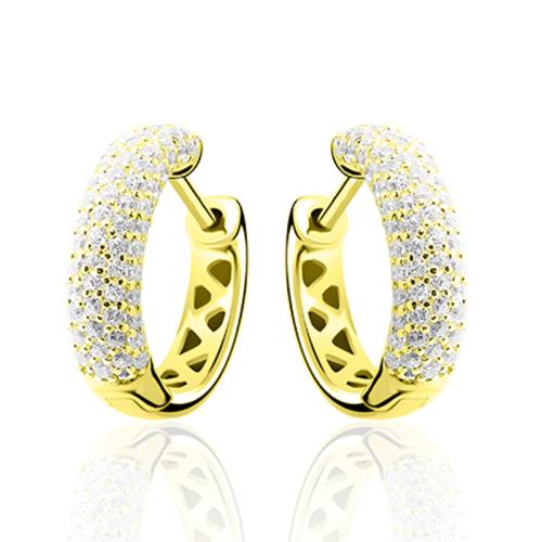 HC Oorringen, zilver verguld met zirconia (4,5x15mm) - 12305
