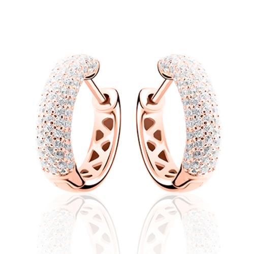 HC Oorringen, zilver rosÚ-verguld met zirconia (4,5x15mm) - 12306