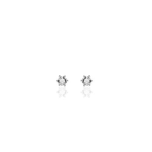 HC Oorknoppen, zilver met zirconia solitair 2mm. - 12307