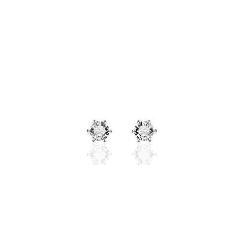 HC Oorknoppen, zilver met zirconia solitair 3mm. - 12308