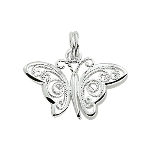 Hanger, zilver vlinder - 12441