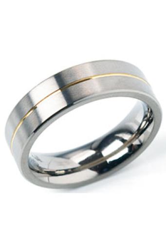 Boccia Ring, titanium/verguld model 0101-21 breedte:6mm. (maat 50) - 12834