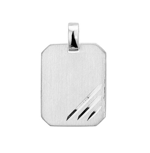 Graveerhanger, zilver rechthoek (20x16mm.) - 12837