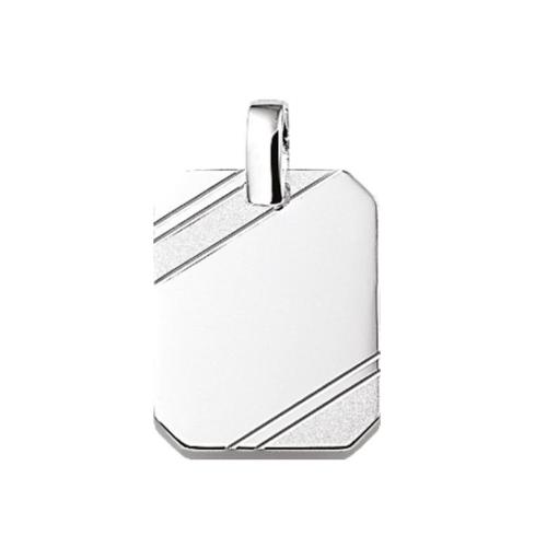Graveerhanger, zilver rechthoek mat/glans fantasie (20x16mm.) - 12838