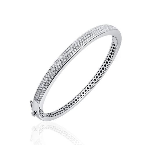 HC Bangle, zilver met zirconia met scharnier (breedte: 6mm.) - 13004