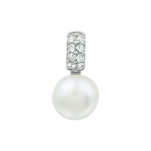 zilveren hanger met zirconia en zoetwaterparel - 13083