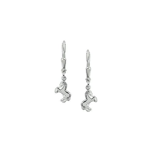 HC Oorhangers, zilver hangend paardje (verend haakje) - 13132