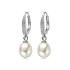 Oorhangers, zilver gerhodineerd met zirconia en parel (parel: 8x10) - 13142