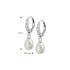 Oorhangers, zilver gerhodineerd met zirconia en parel (parel: 8x10) - 13142