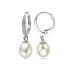 Oorhangers, zilver gerhodineerd met zirconia en parel (parel: 8x10) - 13142