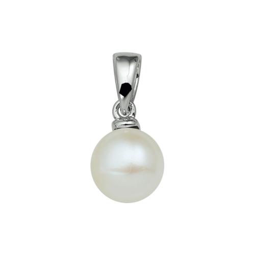 Hanger, zilver met  zoetwaterparel 7mm - 13188