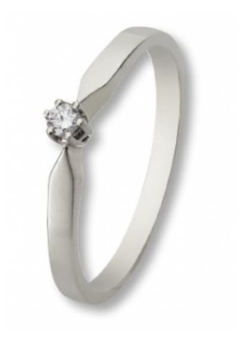 Eclat Solitairring, 14krt.witgoud met diamant: 0,05ct. (maat 16,5) - 13270