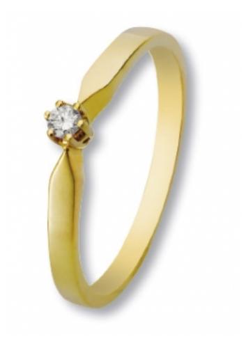 Eclat Solitairring, 14krt.goud met diamant: 0,07ct. (maat 17) - 13271