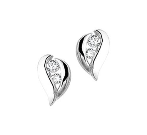 HC Oorknoppen, 14krt.witgoud met zirconia (9mm.) - 13335