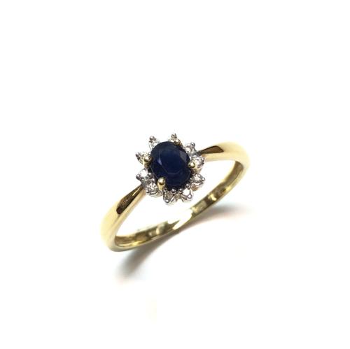 Eclat Ring, model R1902-8G diamant/saffier Totaal:0,08ct.diamant (maat 17,5) - 13360