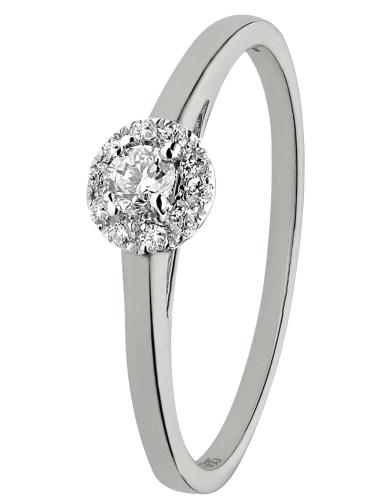 Eclat Rozetring, model  R2015-5W Totaal: middensteen 0,25ct.(maat: 17,5) - 13569
