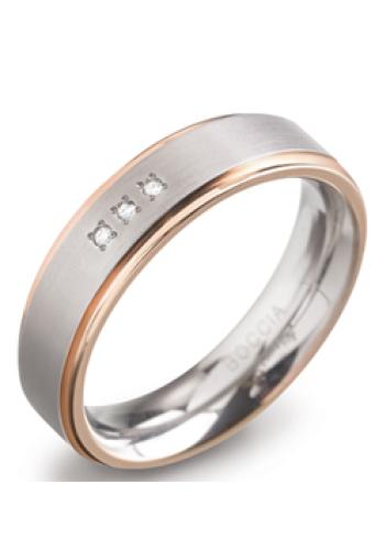 Boccia Ring, titanium/rosÚ verguld met diamant 0,0125ct. model 0134-02 breedte:5mm. (maat 54) - 14085