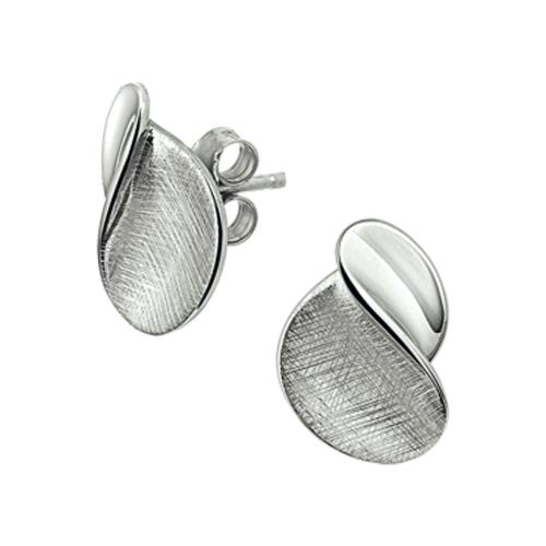 Oorknoppen, zilver poli/scratched - 14168