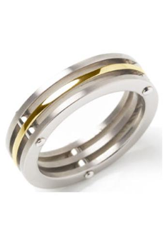 Boccia Ring, titanium model 0124-02 breedte: 6,5mm. deels verguld  (maat 55) - 14819