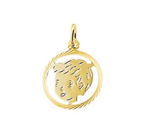 HC Hanger, 14krt.goud Kinderhoofdje Jongen met rand (15,5mm.) - 15038