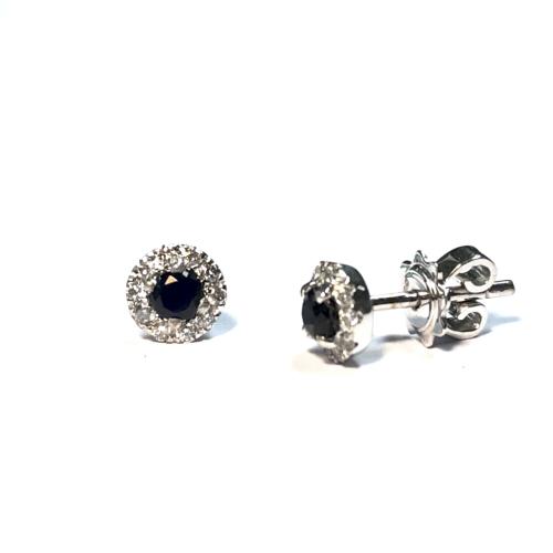 Eclat Rozetoorknopjes, model  ID-ACTIE-SAFF-OW diamant/saffier
Totaal: 0.16ct.diamant - 15116