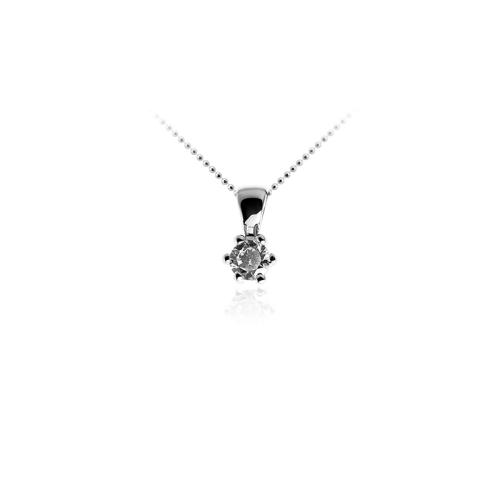 HC Hanger, zilver met zirconia solitair( 2mm.) excl. collier - 15597