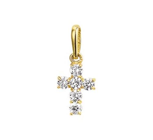 HC Hanger, 14krt.goud kruisje met zirconia (6-8,5mm.) - 15613