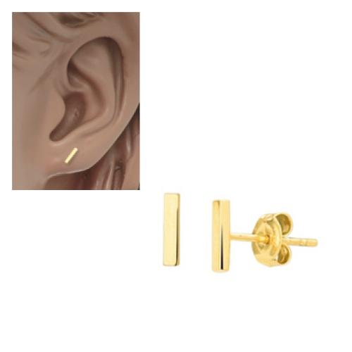 HC Oorknoppen, 14krt.goud staafje (6x1,3mm.) - 15880