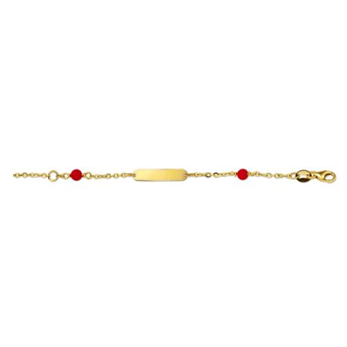 HC Graveerarmband, 14krt. goud met bloedkoraal (verstelbaar: 9-11cm.baby) - 16208