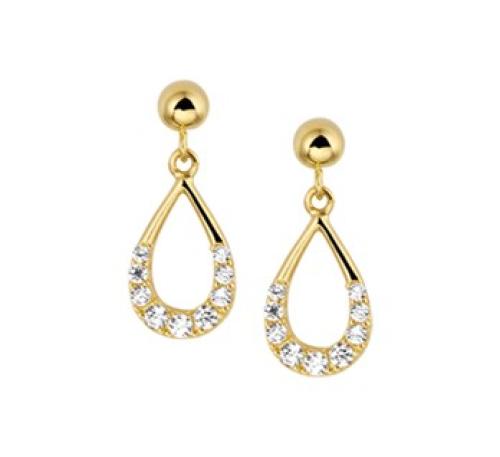 HC Oorhangers, 14krt.goud met zirconia - 16222