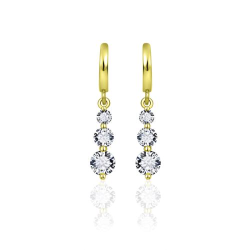HC Oorhangers, zilver-verguld met zirconia (oorringen: 8x2mm.) - 16242