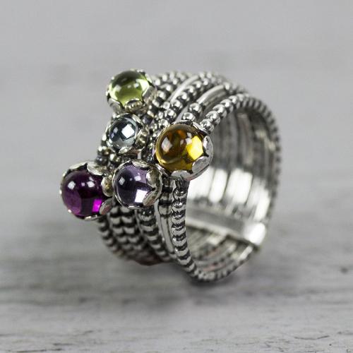 Jeh Jewels Ring, model 19811 (mt.58) topaas/peridot/rodoliet/amethyst/citrien - 16333