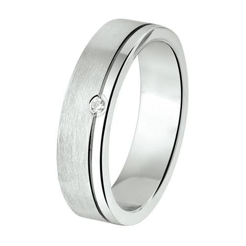 Amorio Ring, zilver gerhodineerd (breedte 5mm. (maat 17,5) RING MET ZIRCONIA - 16386