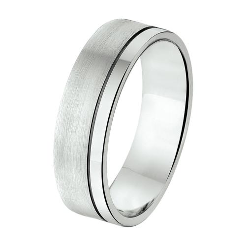 Amorio Ring, zilver gerhodineerd breedte 6mm. (maat 20)  GLADDE RING - 16387
